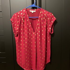 Red business casual blouse